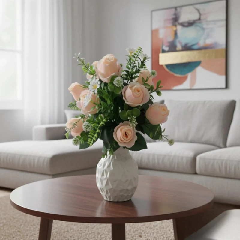 SET 2 RAMO FLORAL ARTIFICIAL ORNAMENTAL ROSAS ADORNO JHN - 8