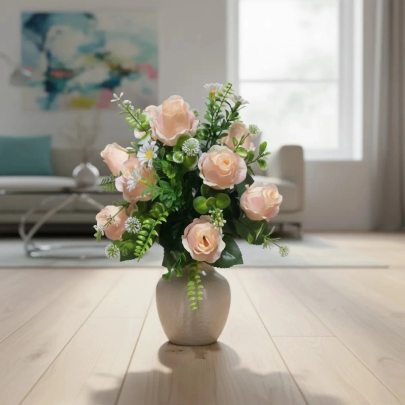 SET 2 RAMO FLORAL ARTIFICIAL ORNAMENTAL ROSAS ADORNO JHN - 9