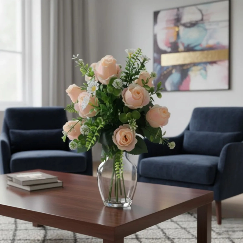 SET 2 RAMO FLORAL ARTIFICIAL ORNAMENTAL ROSAS ADORNO JHN - 10