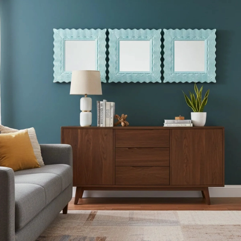 SET 3 ESPEJO PARED DECORATIVO DISEÑO OLAS DINAMICO JHN - 2