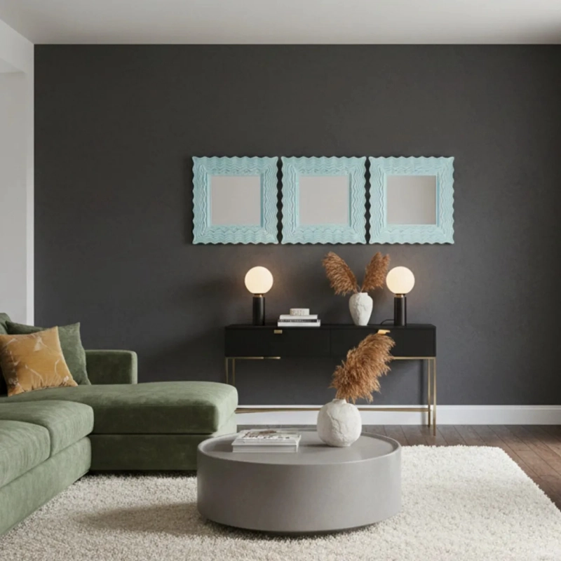 SET 3 ESPEJO PARED DECORATIVO DISEÑO OLAS DINAMICO JHN - 8