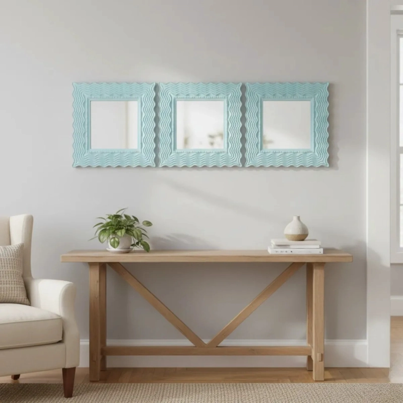 SET 3 ESPEJO PARED DECORATIVO DISEÑO OLAS DINAMICO JHN - 10
