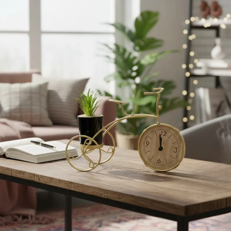 RELOJ DECORATIVO MESA ESTILO BICICLETA ADORNO VINTAGE JHN - 2