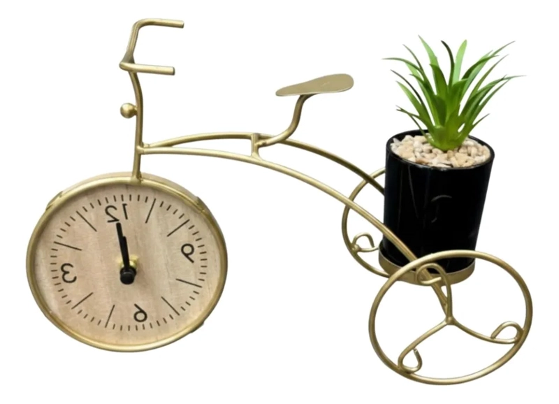 RELOJ DECORATIVO MESA ESTILO BICICLETA ADORNO VINTAGE JHN - 3