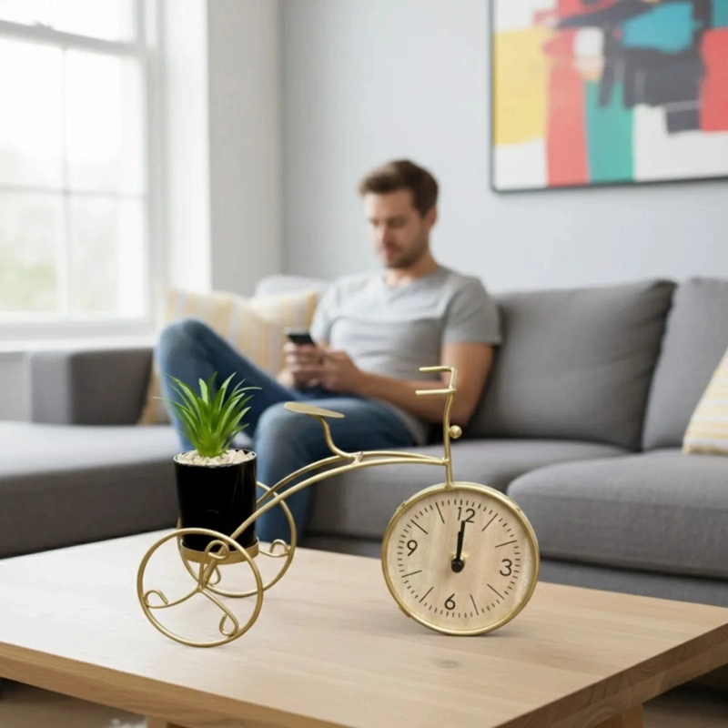 RELOJ DECORATIVO MESA ESTILO BICICLETA ADORNO VINTAGE JHN - 5