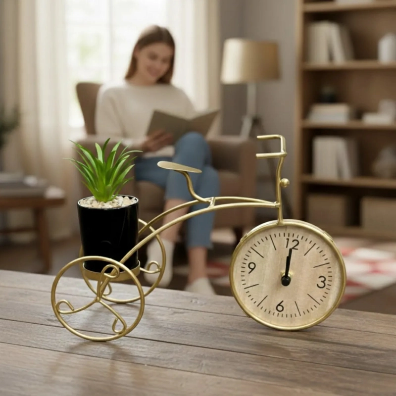 RELOJ DECORATIVO MESA ESTILO BICICLETA ADORNO VINTAGE JHN - 6