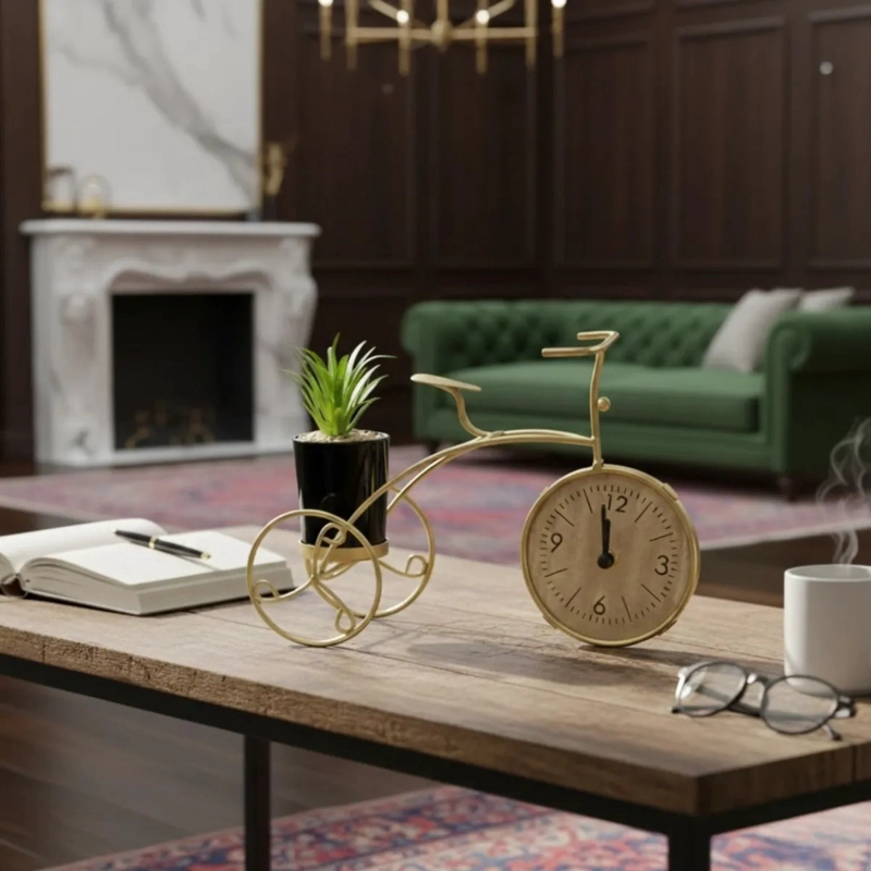 RELOJ DECORATIVO MESA ESTILO BICICLETA ADORNO VINTAGE JHN - 7