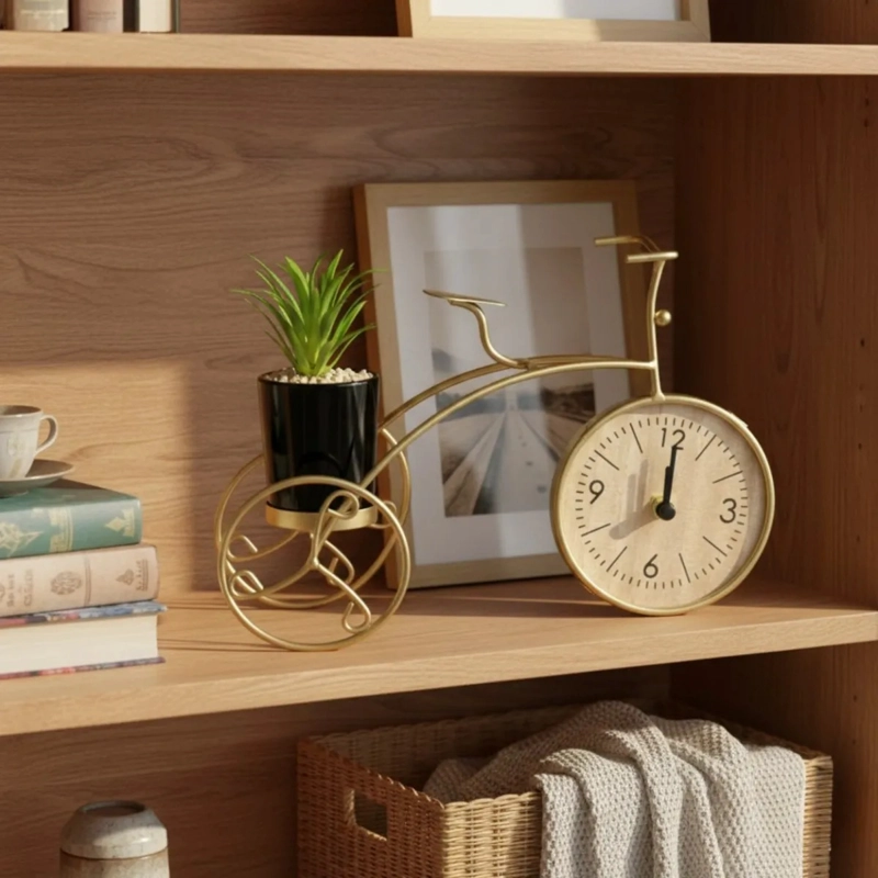 RELOJ DECORATIVO MESA ESTILO BICICLETA ADORNO VINTAGE JHN - 9