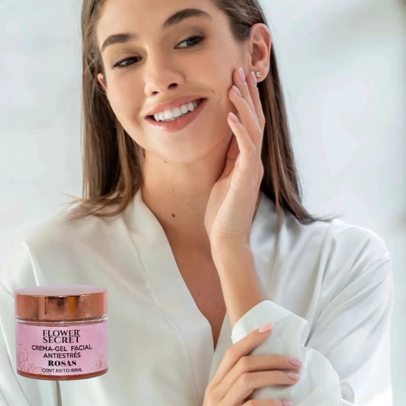SET 2 CREMAS FACIAL DE GEL ANTIESTRES DE ROSAS BELLEZA LAU - 3
