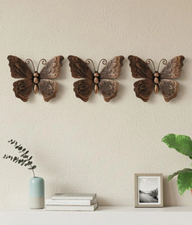 SET 3 FIGURAS DECORATIVAS MARIPOSAS PARED VINTAGE JHN - 2