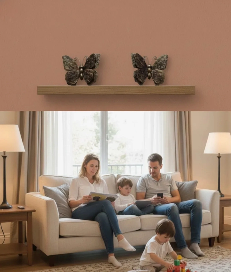 SET 3 FIGURAS DECORATIVAS MARIPOSAS PARED VINTAGE JHN - 5
