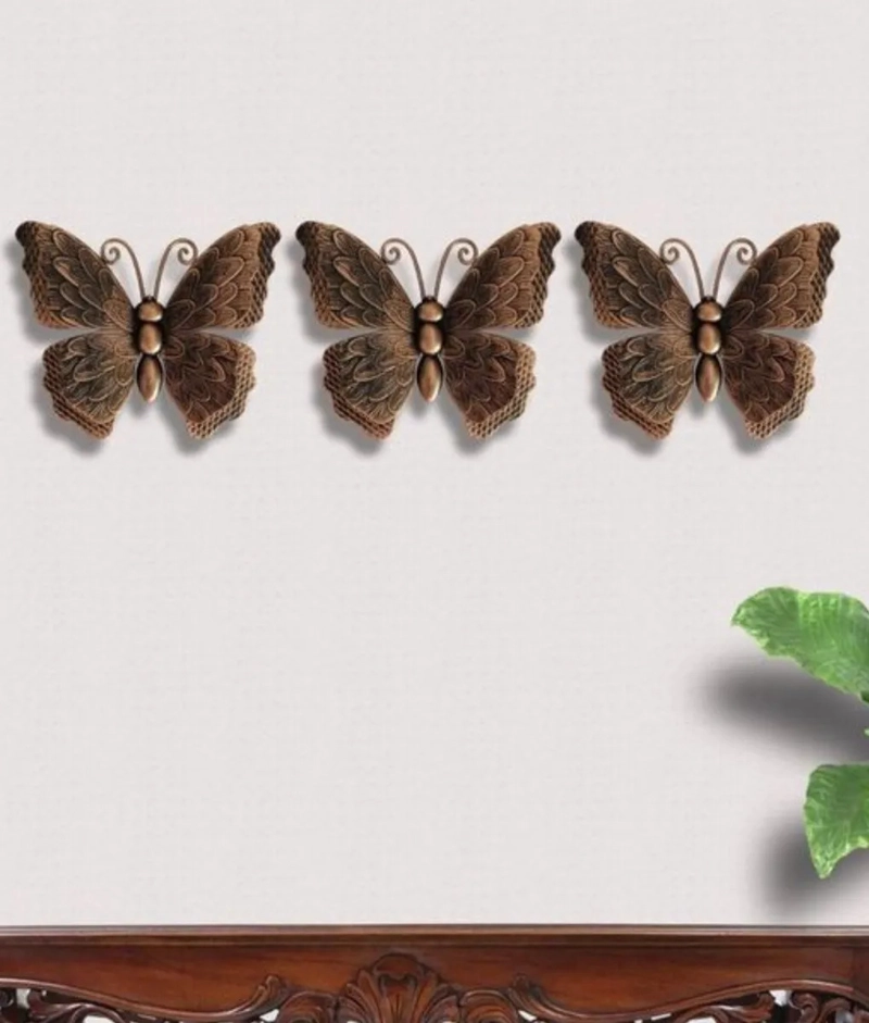 SET 3 FIGURAS DECORATIVAS MARIPOSAS PARED VINTAGE JHN - 7