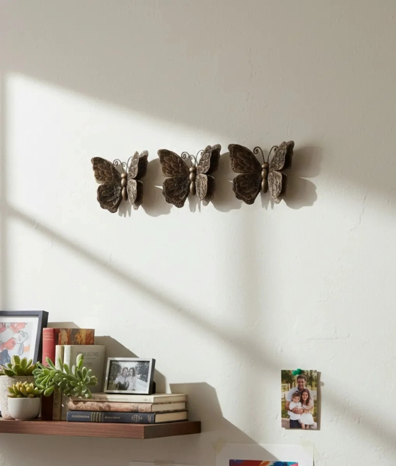 SET 3 FIGURAS DECORATIVAS MARIPOSAS PARED VINTAGE JHN - 8
