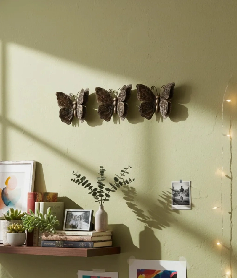 SET 3 FIGURAS DECORATIVAS MARIPOSAS PARED VINTAGE JHN - 9