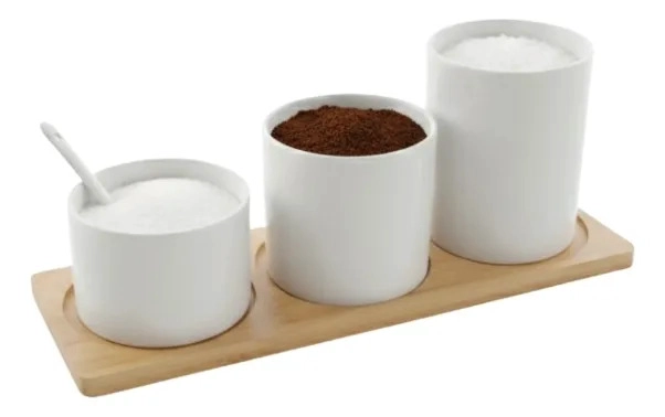 SET 3 FRASCOS CONTENEDORES BASE BAMBU ESTILO MINIMALISTA JHN - 3