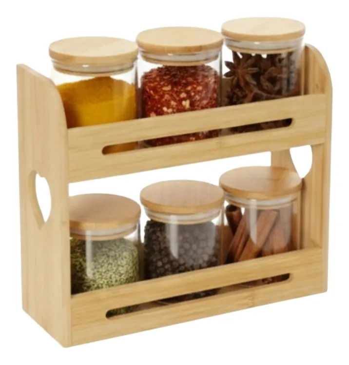 ESPECIERO ORGANIZADOR BAMBU 2 NIVELES DISEÑO CORAZON JHN - 3