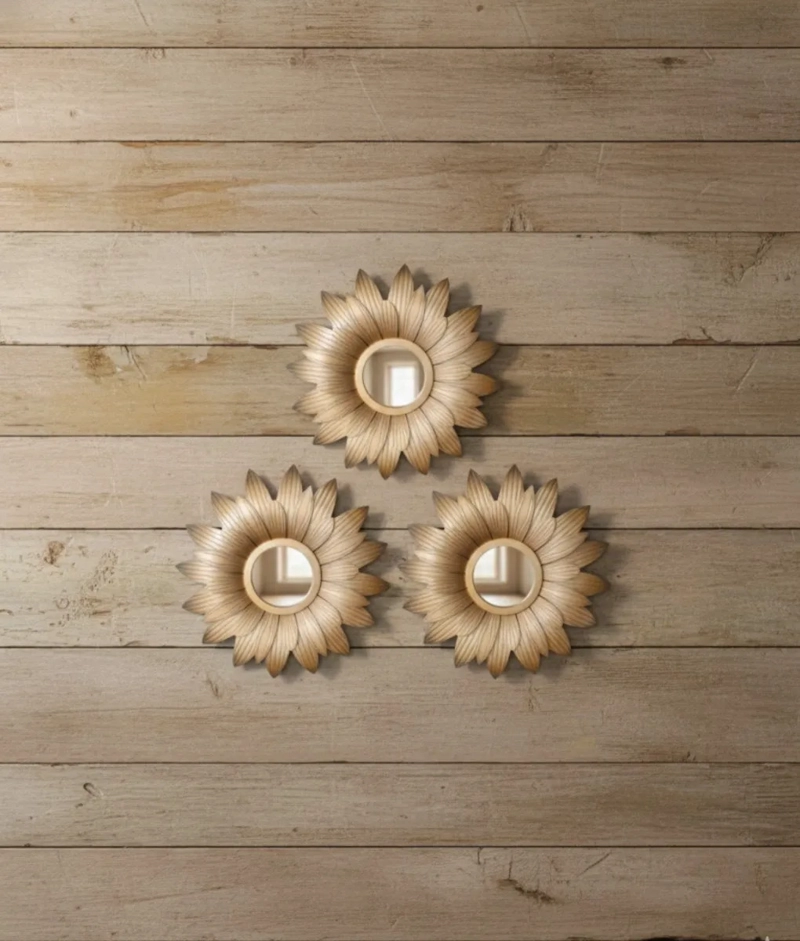 SET 3 ESPEJO DECORATIVO PARED ESTILO GIRASOL VINTAGE JHN - 10