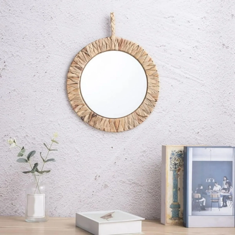 ESPEJO DECORATIVO PARED ESTILO BOHO EFECTO FIBRA TEJIDA JHN - 6
