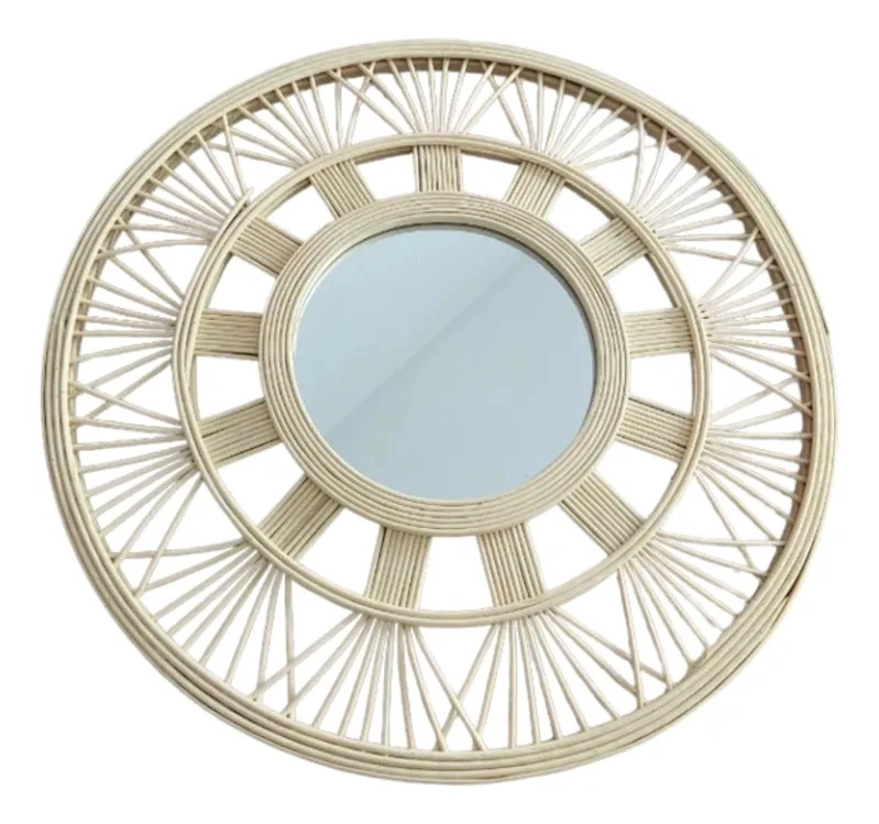 ESPEJO PARED SOL DECORATIVO CIRCULAR ESTILO MIMBRE JHN - 1
