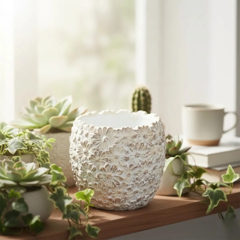 MACETA DECORATIVA DISEÑO FLORES MACETERO MINIMALISTA JHN - 8