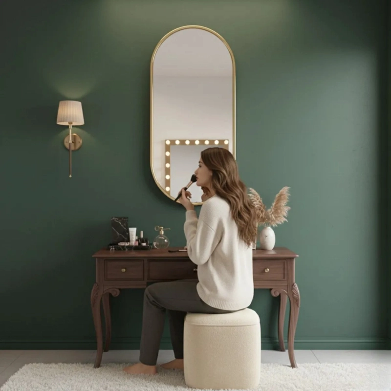 ESPEJO DECORATIVO PARED OVALADO ESTILO MINIMALISTA HOGAR JHN - 4