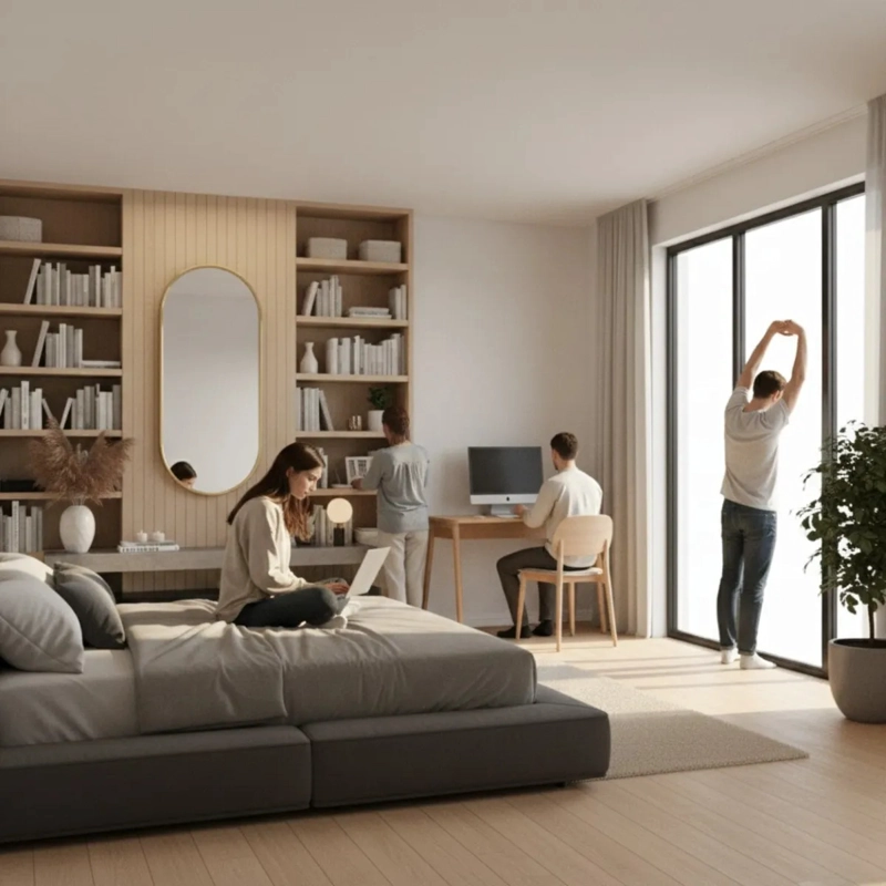 ESPEJO DECORATIVO PARED OVALADO ESTILO MINIMALISTA HOGAR JHN - 5