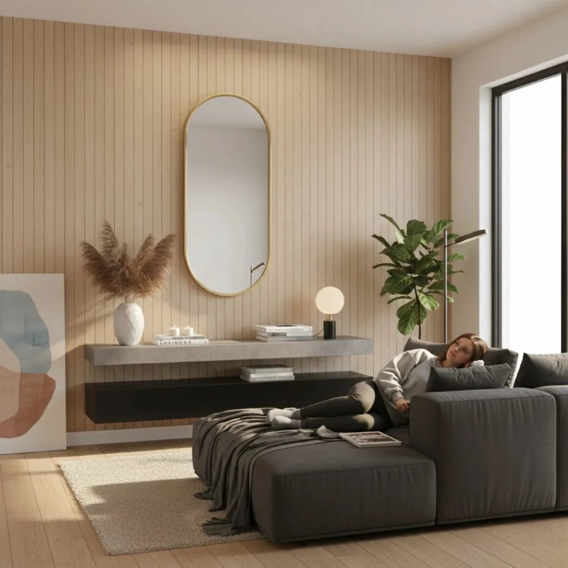 ESPEJO DECORATIVO PARED OVALADO ESTILO MINIMALISTA HOGAR JHN - 6