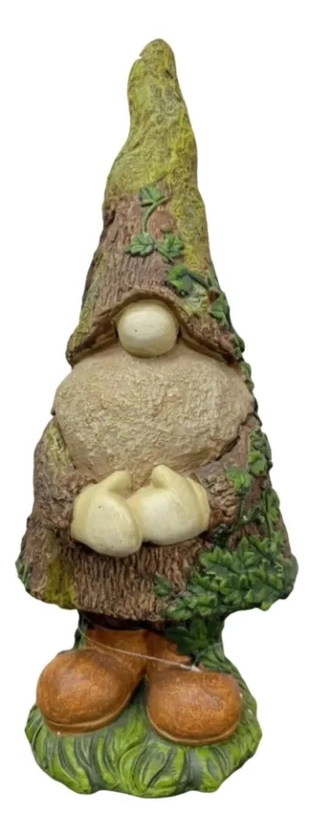 FIGURA DECORATIVA GNOMO JARDIN ADORNO ESTILO TRONCO JHN - 1