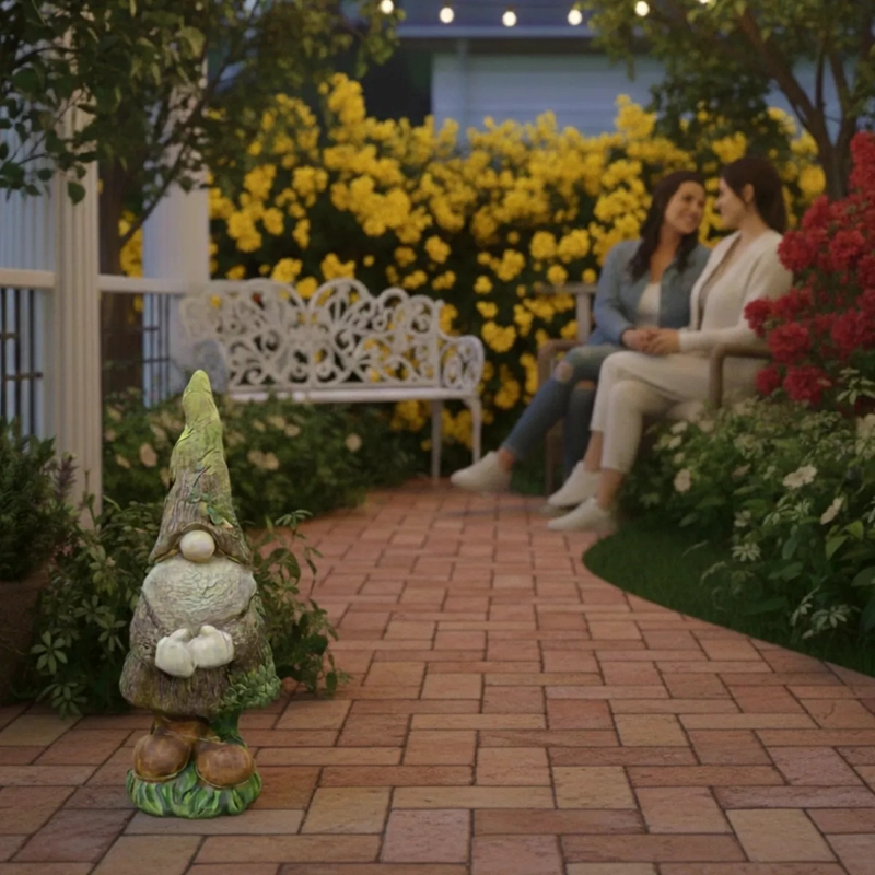 FIGURA DECORATIVA GNOMO JARDIN ADORNO ESTILO TRONCO JHN - 4