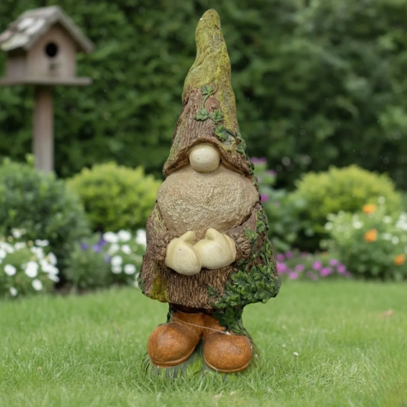 FIGURA DECORATIVA GNOMO JARDIN ADORNO ESTILO TRONCO JHN - 6