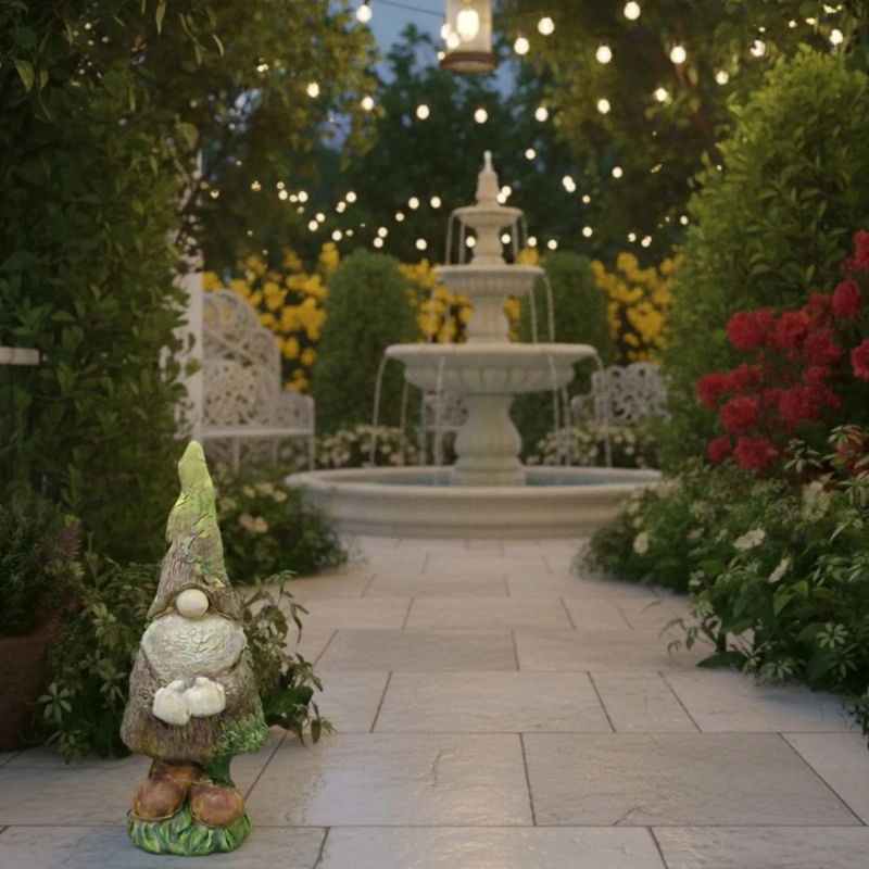 FIGURA DECORATIVA GNOMO JARDIN ADORNO ESTILO TRONCO JHN - 7