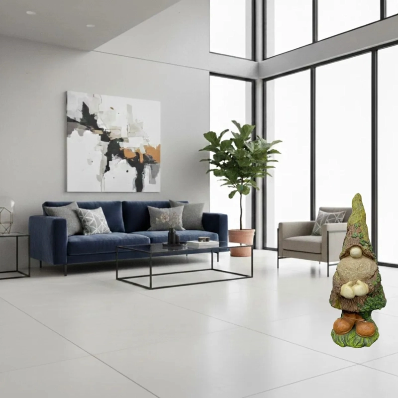FIGURA DECORATIVA GNOMO JARDIN ADORNO ESTILO TRONCO JHN - 8