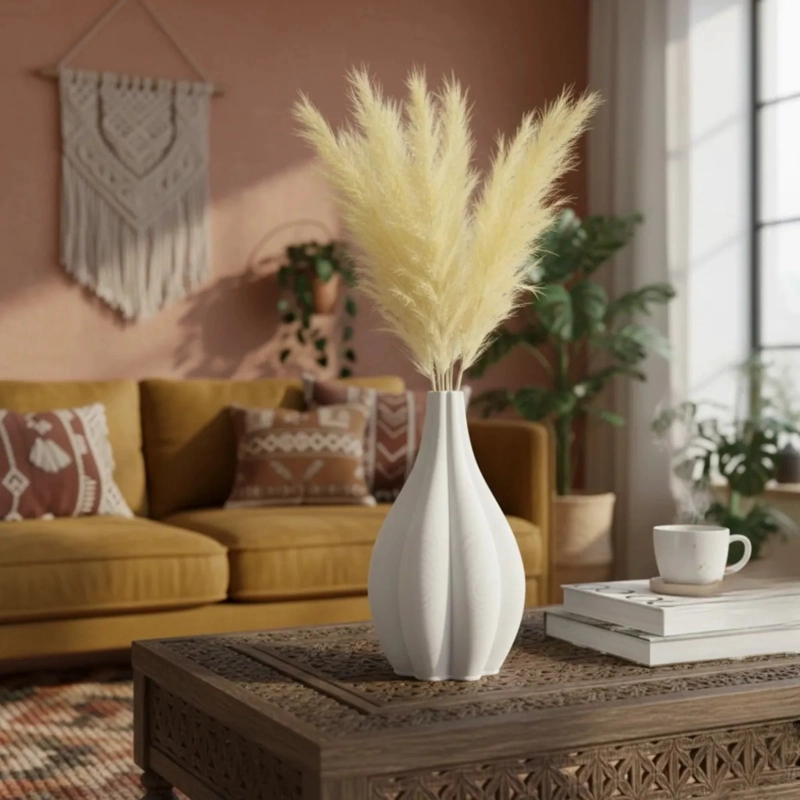 FLORERO DECORATIVO ESTRIADO ESCULTORICO ESTILO MODERNO AJ - 6