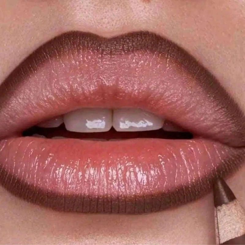 PAQ 12 LAPICES DELINEADORES LABIALES CAFE  SACAPUNTAS ALJ - 6