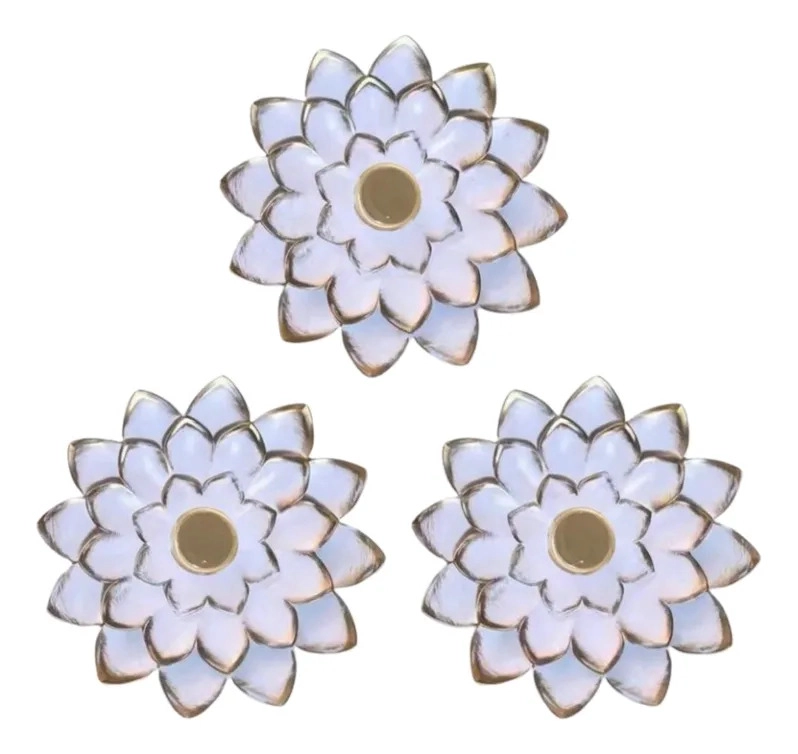 SET 3 ESPEJOS DECORATIVOS PARED DISEÑO FLOR RELIEVE ALJ - 1