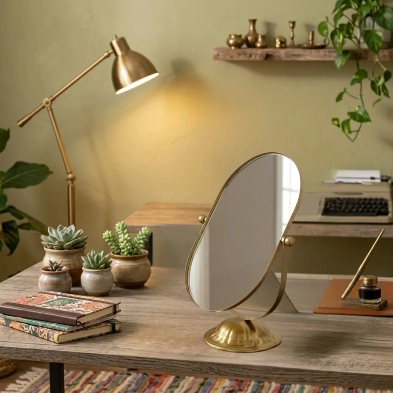 ESPEJO MESA OVALADO MAQUILLAJE ROTATIVO DECORATIVO ALJ - 10