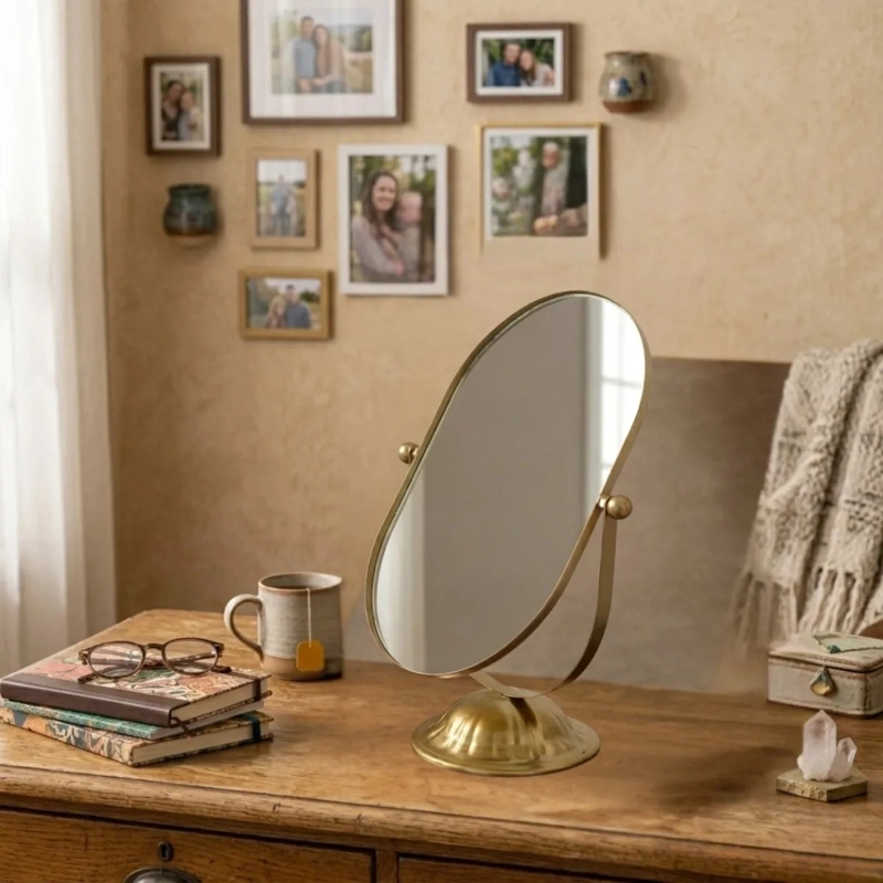 ESPEJO MESA OVALADO MAQUILLAJE ROTATIVO DECORATIVO ALJ - 7