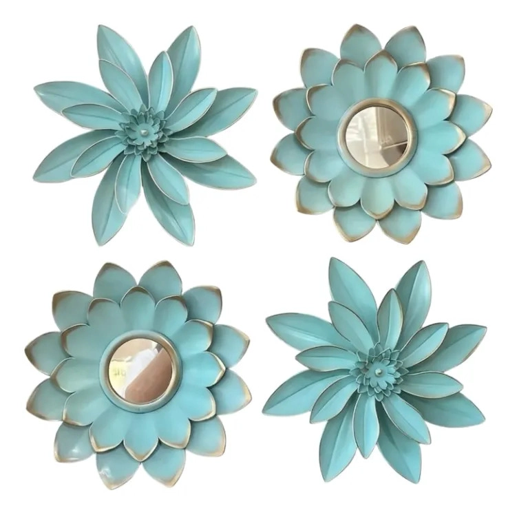 SET 2 ESPEJOS DECORATIVO CUADRO PARED BOTANICO FLORES ALJ - 1