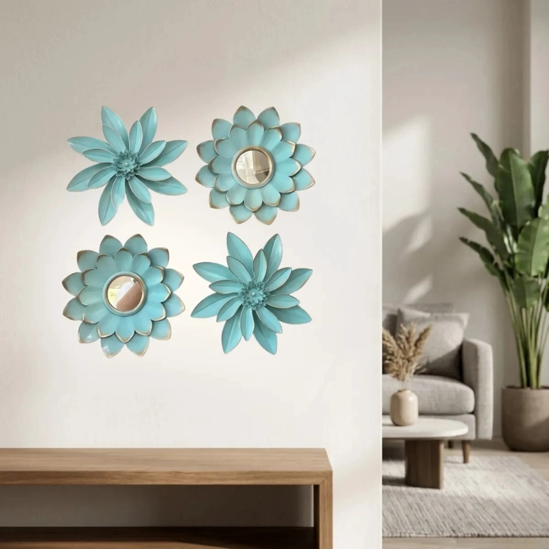 SET 2 ESPEJOS DECORATIVO CUADRO PARED BOTANICO FLORES ALJ - 7