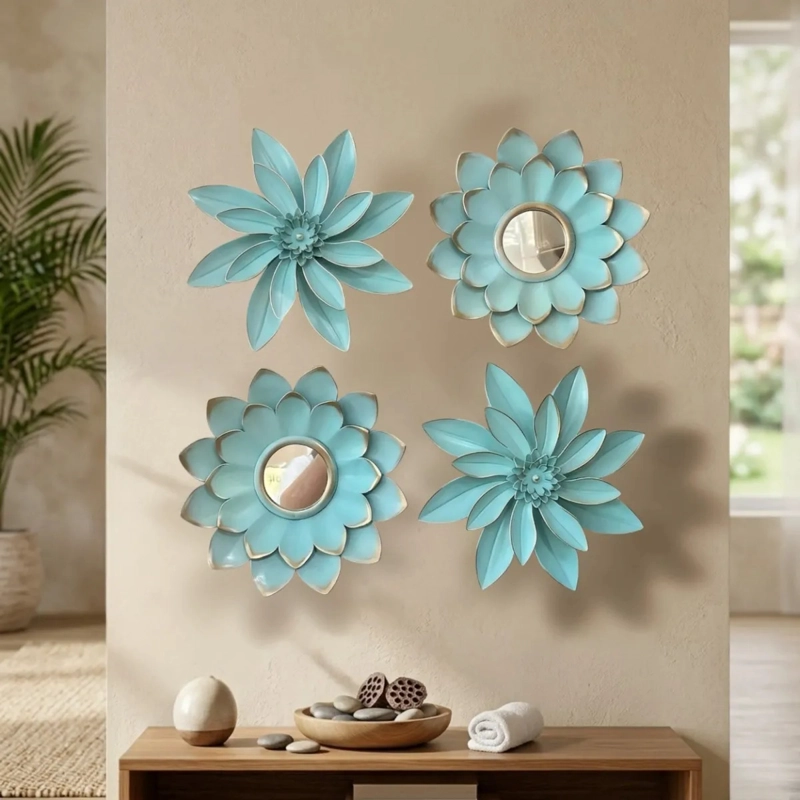 SET 2 ESPEJOS DECORATIVO CUADRO PARED BOTANICO FLORES ALJ - 9