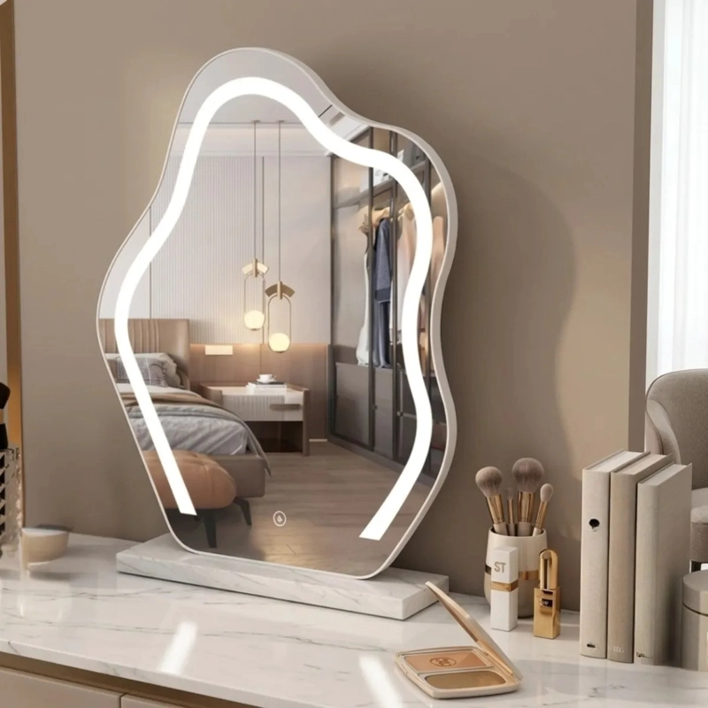 ESPEJO MESA ORGANICO LUZ LED TACTIL TOCADOR MAQUILLAJE ALJ - 8