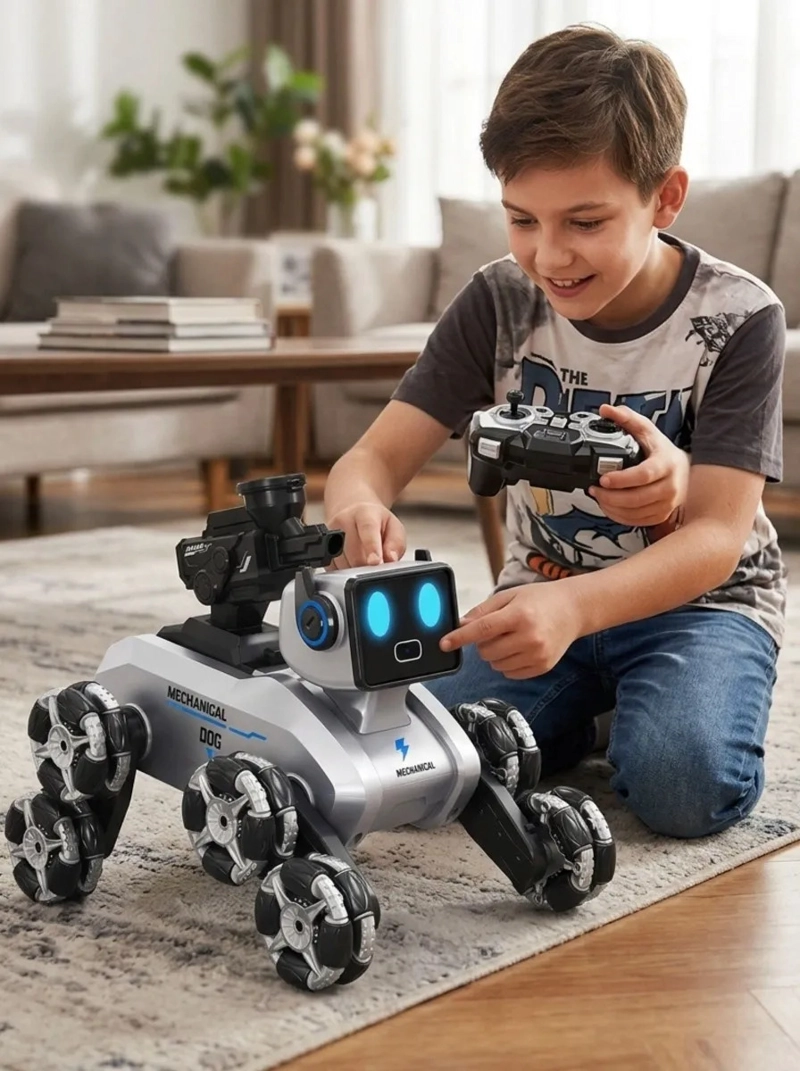ROBOT PERRO RADIO CONTROL 8 RUEDAS SENSORES GESTOS MV - 6