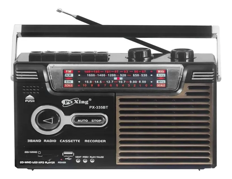 RADIO GRABADORA CASETTE PORTATIL RETRO USB SD AM/FM/SW MV - 2