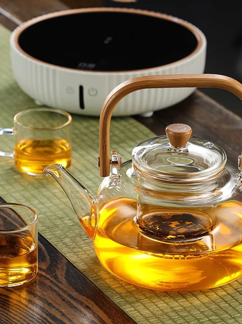TETERA VIDRIO BOROSILICATO CON ASA MADERA INFUSOR TE MV - 2