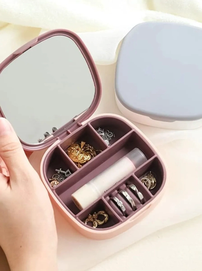 SET 2 JOYEROS PORTATIL DE VIAJE ESPEJO ORGANIZADOR JOYAS MV - 9