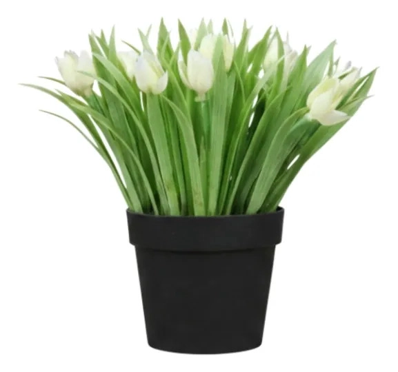 SET 2 FLORES ARTIFICIALES DECORATIVAS TULIPANES MACETA ALJ - 1