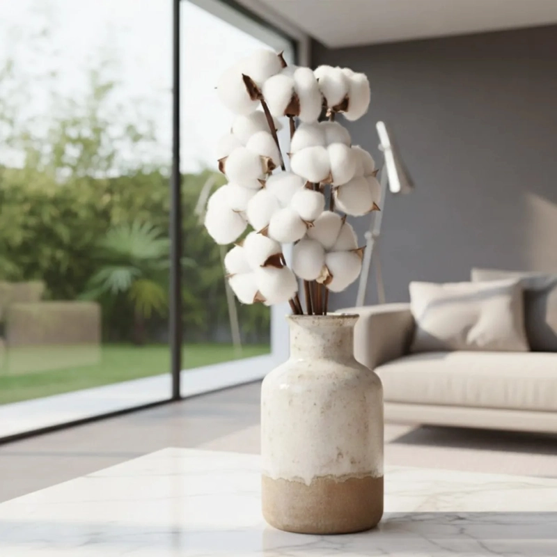 SET 3 FLORES ARTIFICIALES DECORATIVAS ALGODON FLORERO  ALJ - 7