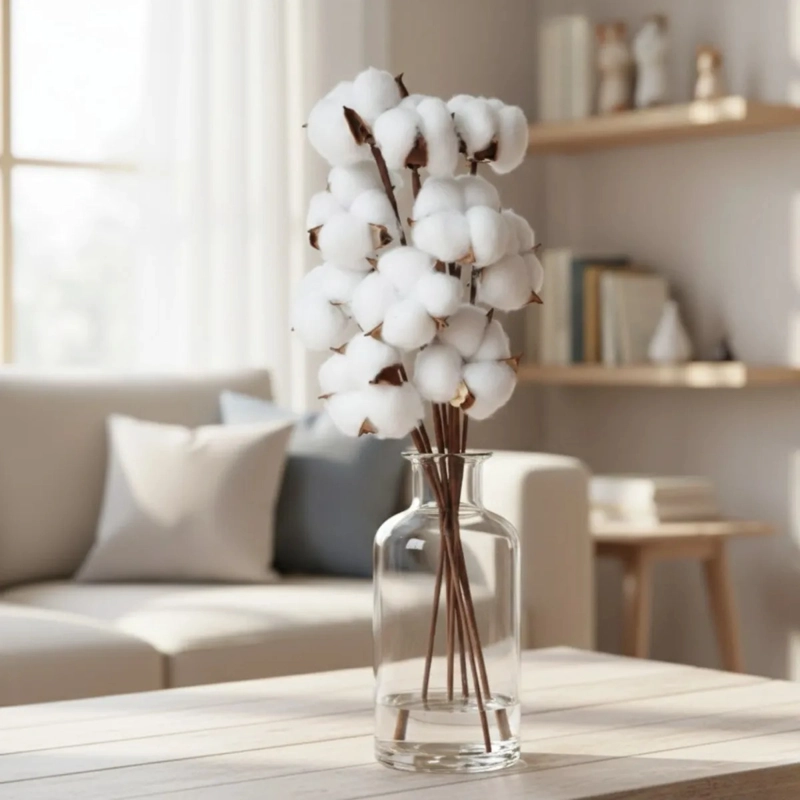 SET 3 FLORES ARTIFICIALES DECORATIVAS ALGODON FLORERO  ALJ - 9