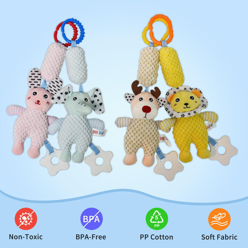 SET 2 SONAJERO COCHE CUNA SENSORIAL PELUCHE BEBE LAU - 1