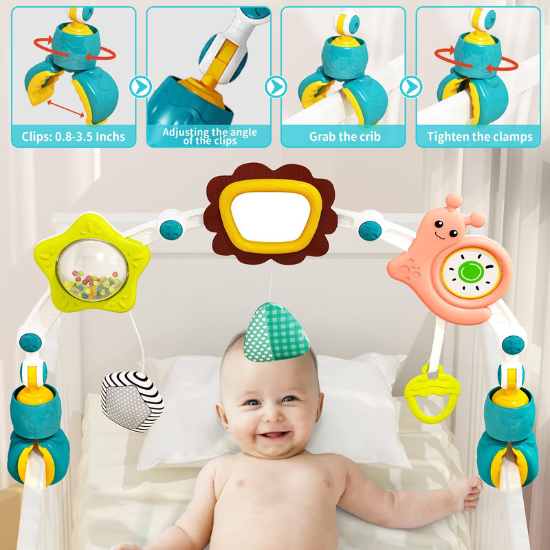 JUGUETE SONAJERO ARCO COCHE CUNA AJUSTABLE BEBES LAU - 2